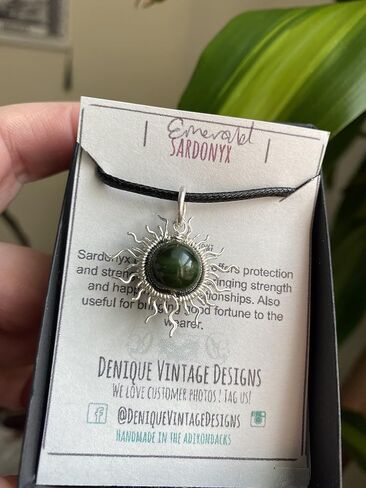 Emerald Sardonyx Full Sun Wire Wrapped Pendant- Black Niobium/ Silver/Steel/Copper/Bronze/14K Gold, or 14K Rose Gold- Pendant or Bracelet Charm - Purple Gemstone Jewelry- Sun Moon Necklace May Birthstone in Kuwait