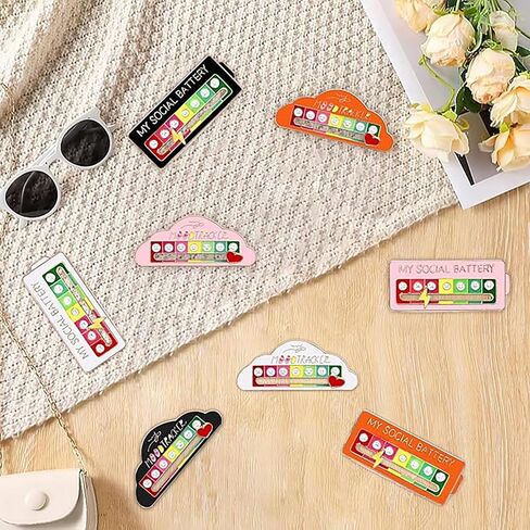 8 Pack Social Battery Slider Pin, My Social Battery Slider Pin, Functional Aesthetic Brooch for Personalizing Backpacks, Jackets, Bags, or Any Fabric Surface with a Sense of Humor! in Saudi Arabia
