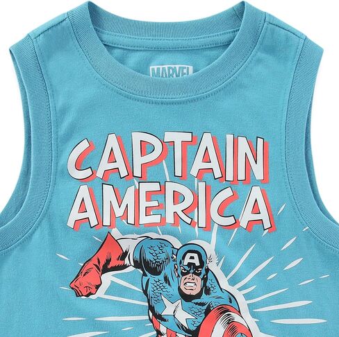 قميص بدون أكمام Marvel Captain America Boys قطعتين للأطفال الصغار والكبار in Kuwait