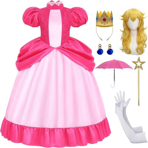 ZIW Kids Pink Princess Costume for Girls Royal Fantasy Princess Dress with Accessories Halloween Dress Up Set in Saudi Arabia