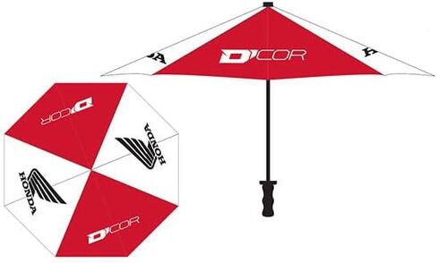 D’cor Visuals Racing Umbrella – Red, Black, White Design, Large Outdoor Umbrella for Sun & Rain, Compatible with Honda in Kuwait