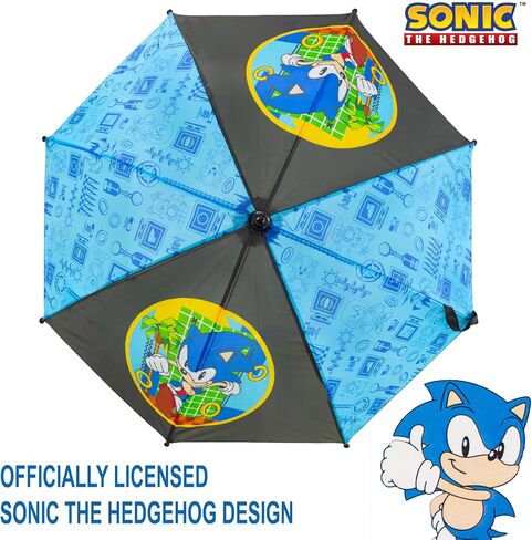 Sonic the Hedgehog Boys Umbrella Waterproof Rain Gear for Boys Ages 4-10 Durable Lightweight Portable J-Handle Officially Licensed Sega in Saudi Arabia