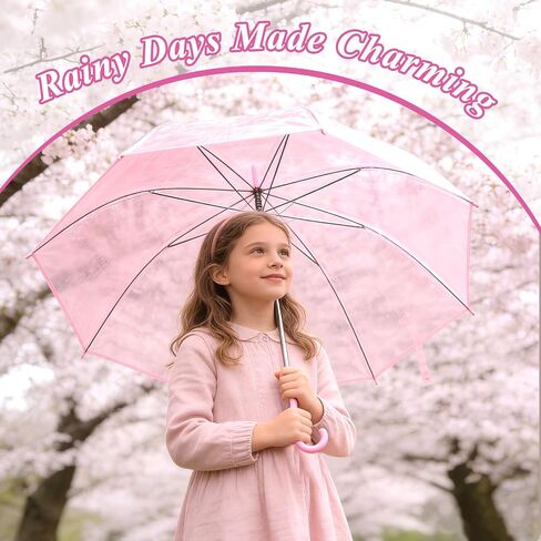 Clear Umbrella Bulk Colorful Transparent Rain Umbrellas Windproof Waterproof with J Hook Handle for Wedding Party Photography Outdoor Travel Gift in Kuwait