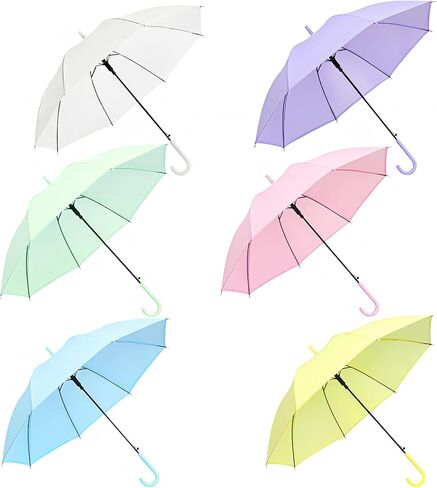 Clear Umbrella Bulk Colorful Transparent Rain Umbrellas Windproof Waterproof with J Hook Handle for Wedding Party Photography Outdoor Travel Gift in Kuwait