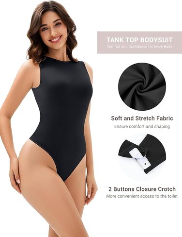 Seamless Tank Top Bodysuit for Women, Sexy Crew Neck Thong Backless, Summer Going Out Tight Fit Body Suit in Kuwait