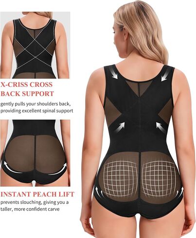 KUMAYES Zipper Shapewear for Women Tummy Control Bodysuit Slimming Faja Body Shaper Open Bust Waist Trainer for Daily Wear in Saudi Arabia