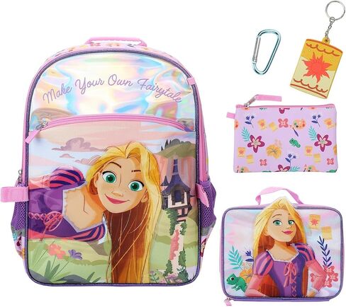 BIOWORLD Girls Tangled Make Your Own Fairy Tale Kids Four-Piece School Backpack (Little Kid/Big Kid) Pink One Size in Saudi Arabia