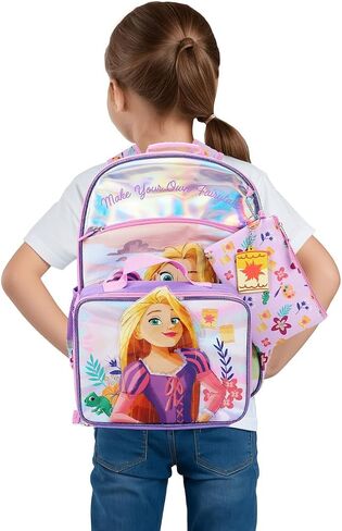 BIOWORLD Girls Tangled Make Your Own Fairy Tale Kids Four-Piece School Backpack (Little Kid/Big Kid) Pink One Size in Saudi Arabia
