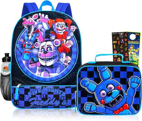 Five Nights at Freddy's Backpack and Lunchbox Set - Bundle with 16" FNAF Backpack, FNAF Lunch Bag, Stickers, Water Bottle, More | Five Nights at Freddy's School Bag for Boys in Saudi Arabia