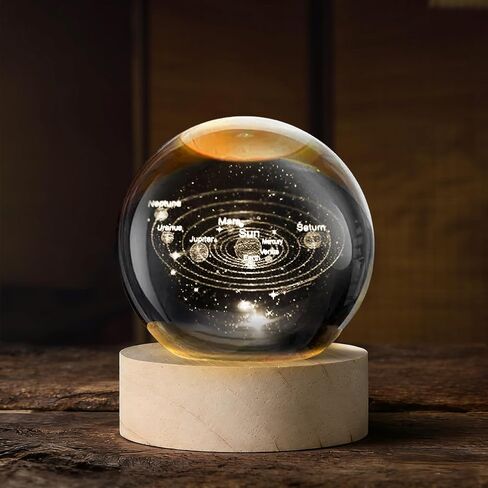 Fairy on Moon Crystal Ball Night Light, 3D Laser Engraved K9 Glass Globe with LED Wooden Base, Magical Fairy Decor Gifts for Girls, Women, Birthday, Home Office Desk Decoration in Saudi Arabia
