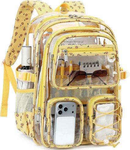Hidds Clear Backpack for Girls Women Large School Bag Heavy Duty Transparent Backpacks College See Through Bookbag for Stadium Events School Work Festival Security Cute Kids Clear Pink Bow Back Pack in Saudi Arabia