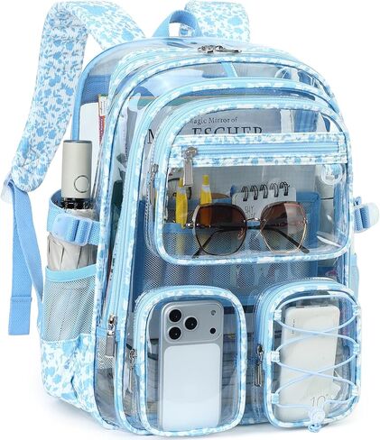 Hidds Clear Backpack for Girls Women Large School Bag Heavy Duty Transparent Backpacks College See Through Bookbag for Stadium Events School Work Festival Security Cute Kids Clear Pink Bow Back Pack in Saudi Arabia