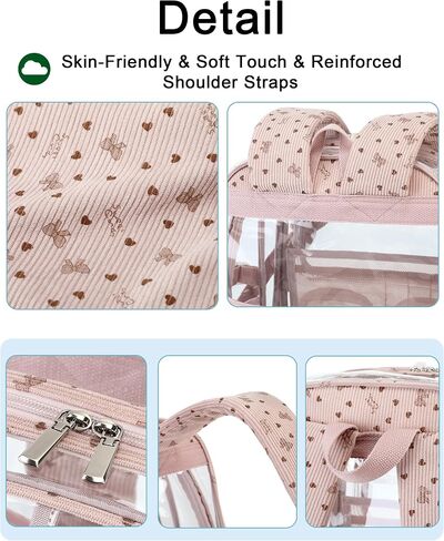 Hidds Clear Backpack for Girls Women Large School Bag Heavy Duty Transparent Backpacks College See Through Bookbag for Stadium Events School Work Festival Security Cute Kids Clear Pink Bow Back Pack in Saudi Arabia