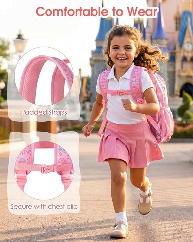 Soimeat Clear Backpack for Girls, 15" Kids Clear Bookbag, Fabric & PVC See Through Bookbag with Reinforced Straps, Transparent Backpacks for Kindergarten Elementary School Travel, Pink Rainbow in Saudi Arabia
