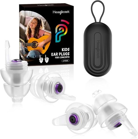 Kids Earplugs (6-12 yrs) - 2 Pairs High Fidelity Concert Ear Plugs for Children, Adults with Small Ear Canals, 23dB Kids Noise Reduction Earplugs for Concerts, Rehearsal, Festival, Party (Bright Blue) in Kuwait