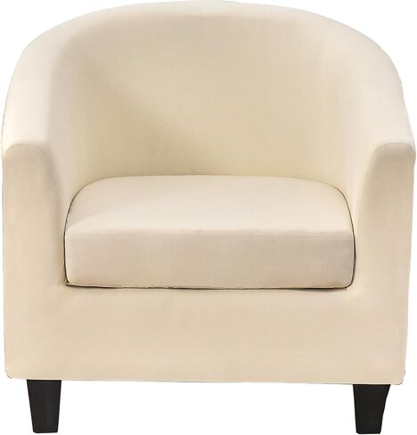 Club Chair Slipcover 2 Piece, Stretch Barrel Tub Chair Covers for Armchair, Soft Removable Chair Slipcovers Furniture Protector, Solid Armchair Chair Covers for Living Room in Saudi Arabia