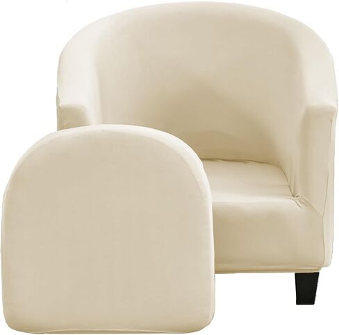 Club Chair Slipcover 2 Piece, Stretch Barrel Tub Chair Covers for Armchair, Soft Removable Chair Slipcovers Furniture Protector, Solid Armchair Chair Covers for Living Room in Saudi Arabia