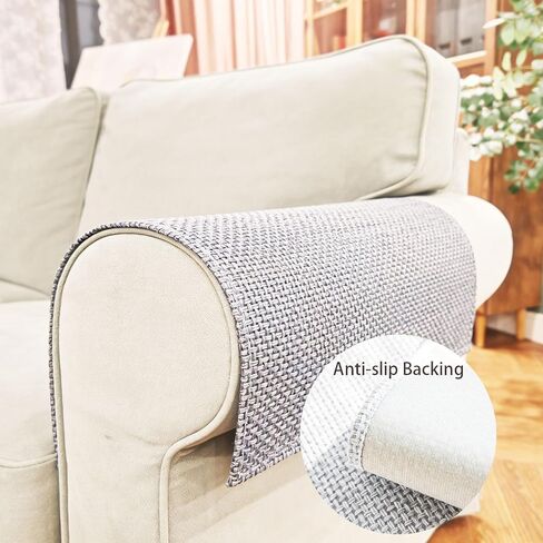 Couch Chair Arm Covers for Sofa, Waterproof Armrest Armchair Covers Non-Slip Recliner Slipcovers, Set of 2 (Light Gray, 24"×20") in Saudi Arabia