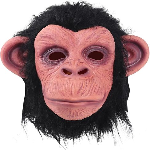Utaomld Monkey Mask Costume Animal Full Head Masks with Wig Novelty Gorilla Orangutan Black Chimp Headwear Costumes Latex Headgear Dress Up Halloween Adult Teens Men Women Cosplay Party Props in Saudi Arabia