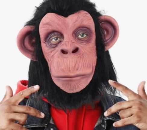 Utaomld Monkey Mask Costume Animal Full Head Masks with Wig Novelty Gorilla Orangutan Black Chimp Headwear Costumes Latex Headgear Dress Up Halloween Adult Teens Men Women Cosplay Party Props in Saudi Arabia