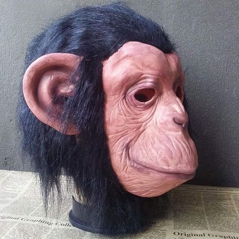 Utaomld Monkey Mask Costume Animal Full Head Masks with Wig Novelty Gorilla Orangutan Black Chimp Headwear Costumes Latex Headgear Dress Up Halloween Adult Teens Men Women Cosplay Party Props in Saudi Arabia