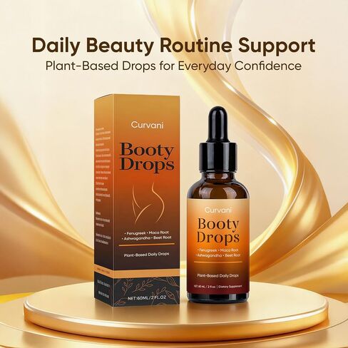 Curvani Booty Drops for Women, Herbal Liquid Blend with Maca, Ashwagandha, Fenugreek & Beet Root, Botanical Daily Formula, 2 fl oz in Saudi Arabia