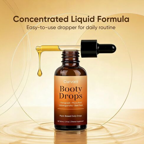 Curvani Booty Drops for Women, Herbal Liquid Blend with Maca, Ashwagandha, Fenugreek & Beet Root, Botanical Daily Formula, 2 fl oz in Saudi Arabia