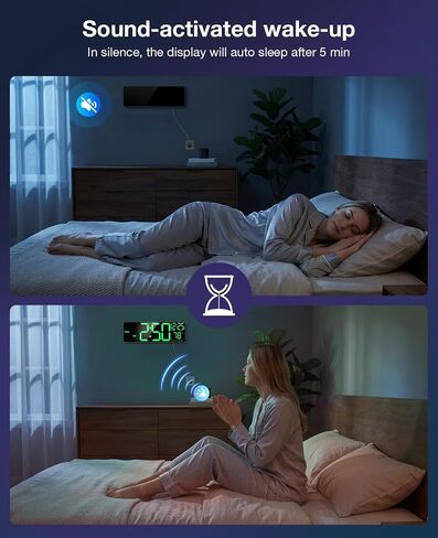 Large Digital Wall Clocks Bluetooth Sync Time,16" Digital Wall Clock Large Display for Classroom,Big Led Wall Clock with RGB Color,Date,Week,Alarm,Temp for Living Room,Bedroom,Gym,Office in Saudi Arabia