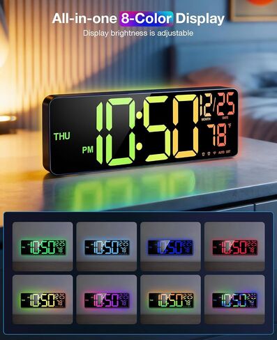 Large Digital Wall Clocks Bluetooth Sync Time,16" Digital Wall Clock Large Display for Classroom,Big Led Wall Clock with RGB Color,Date,Week,Alarm,Temp for Living Room,Bedroom,Gym,Office in Saudi Arabia