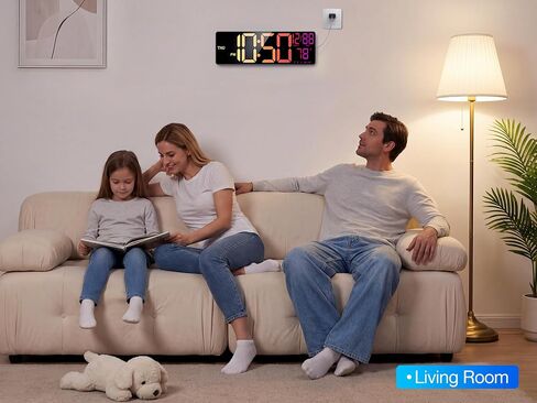 Large Digital Wall Clocks Bluetooth Sync Time,16" Digital Wall Clock Large Display for Classroom,Big Led Wall Clock with RGB Color,Date,Week,Alarm,Temp for Living Room,Bedroom,Gym,Office in Saudi Arabia