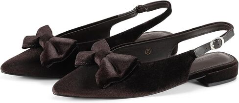 Coutgo Womens Slingback Flats Pointed Toe Bow Ballet Flats Comfortable Slip On Work Party Dress Shoes in Kuwait