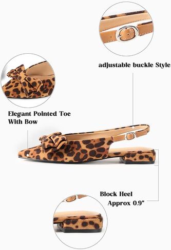 Coutgo Womens Slingback Flats Pointed Toe Bow Ballet Flats Comfortable Slip On Work Party Dress Shoes in Kuwait