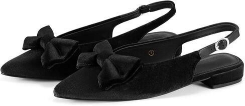 Coutgo Womens Slingback Flats Pointed Toe Bow Ballet Flats Comfortable Slip On Work Party Dress Shoes in Kuwait