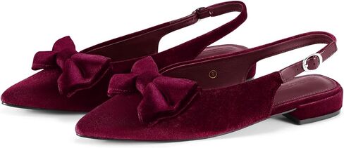 Coutgo Womens Slingback Flats Pointed Toe Bow Ballet Flats Comfortable Slip On Work Party Dress Shoes in Kuwait