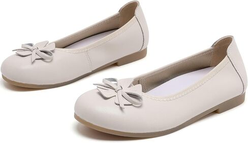 Women's Ballet Flats with Bow, Round Toe Faux Leather Ballerina Flats for Women, Comfortable Slip On Dressy Casual Shoes in Saudi Arabia