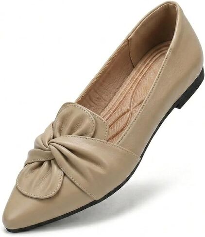 HIULYCENCE Flats for Women Pointed Toe Ballet Flats Dressy Shoes for Bussiness Work Office PU Leather in Saudi Arabia