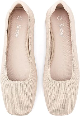 Soesyi Women's Mary Jane Ballet Flats Washable Knit Shoes Comfortable for Dressy Office Casual Walking Slip-on Square Toe Flats in Saudi Arabia