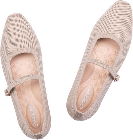 FRANK MULLY Knit Mary Jane Flats for Women Casual Square Toe Ballet Flats with Strap Design Comfortable for Everyday Wear in Kuwait