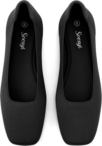 Soesyi Women's Mary Jane Ballet Flats Washable Knit Shoes Comfortable for Dressy Office Casual Walking Slip-on Square Toe Flats in Saudi Arabia