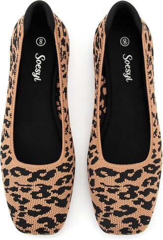 Soesyi Women's Mary Jane Ballet Flats Washable Knit Shoes Comfortable for Dressy Office Casual Walking Slip-on Square Toe Flats in Saudi Arabia