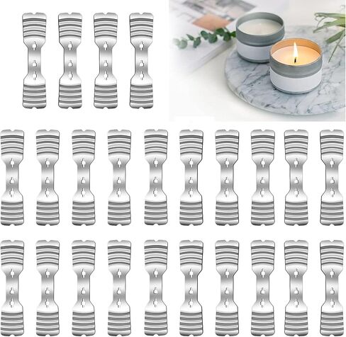 24-Piece Metal Candle Wick Holder Set, Stainless Steel Wick Centering Devices for Candle Making, 4.1" Long, Fits Most Containers, Silver in Kuwait