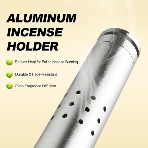 Aluminum Alloy Incense Holder for Sticks, Hanging Incense Burner Holder with Ash Catcher & Hook, Outdoor Incense Stick Holder, with 20 Incense Sticks, for Home, Outdoor, Camping, Meditation, Yoga, Spa in Saudi Arabia