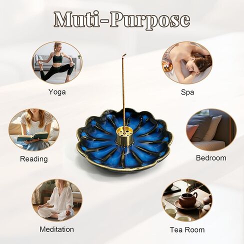 Incense Holder for Sticks, Ceramic Handmade Stick Incense Burner Tray with 2 Pcs Incense Holes – Multi-Purpose Ash Catcher for Sticks, Coils, White Sage & Palo Santo – Meditation Yoga Decor in Saudi Arabia