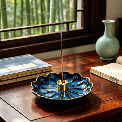 Incense Holder for Sticks, Ceramic Handmade Stick Incense Burner Tray with 2 Pcs Incense Holes – Multi-Purpose Ash Catcher for Sticks, Coils, White Sage & Palo Santo – Meditation Yoga Decor in Saudi Arabia