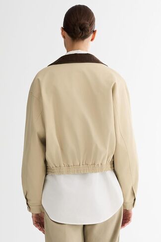 Orolay Women's Casual Utility Cropped Barn Jacket Zip Up Jacket Corduroy Collar Spring Trench Coat in Kuwait