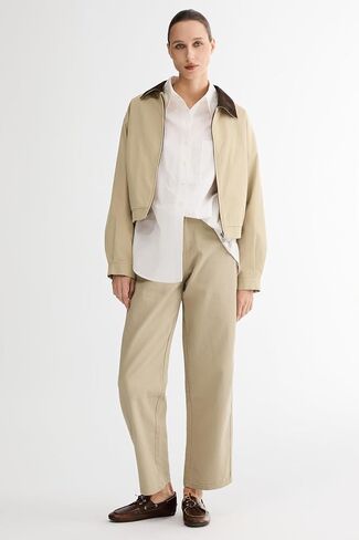 Orolay Women's Casual Utility Cropped Barn Jacket Zip Up Jacket Corduroy Collar Spring Trench Coat in Kuwait