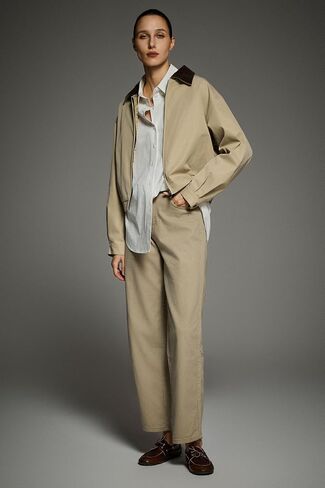 Orolay Women's Casual Utility Cropped Barn Jacket Zip Up Jacket Corduroy Collar Spring Trench Coat in Kuwait