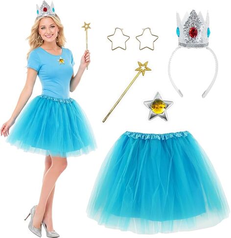 Princess Costume Accessory Women Rosalina Daisy Tutu Skirt Crown Brooch Gloves Earrings Halloween Cosplay Prop in Saudi Arabia