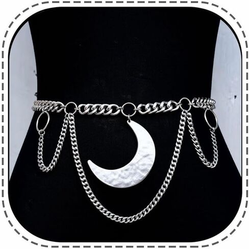 Moon Layered Waist Chain Belt - Punk Gothic Crossover Body Belly Chains Tassel for Women Girl in Saudi Arabia