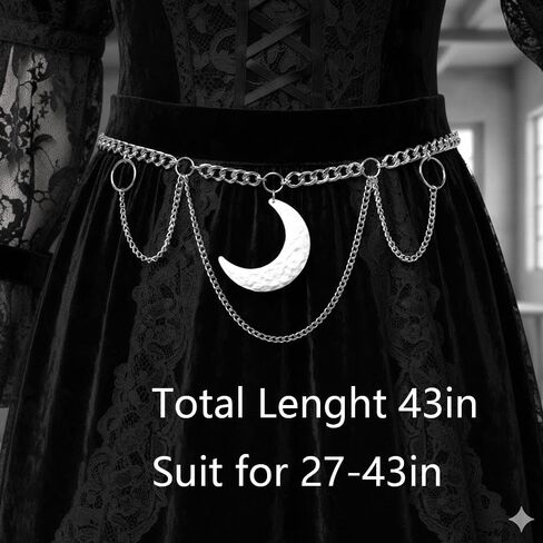 Moon Layered Waist Chain Belt - Punk Gothic Crossover Body Belly Chains Tassel for Women Girl in Saudi Arabia